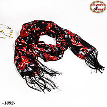 Вовняний шарф Червоні квіти, фото 3