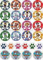 Друк їстівного фото для капкейків Ø5 см Вафельний папір Щенячий патруль No4