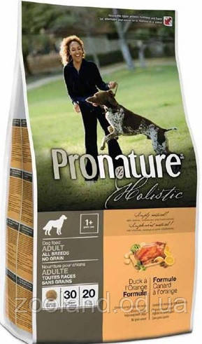 Pronature Holistic Dog Adult All Breeds з качкою й апельсинами, 340 г