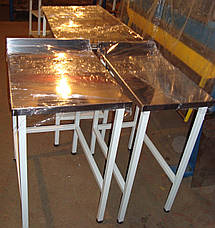 Стіл виробничий з нержавіючої сталі з бортом і без полиці, фото 4