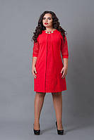 Вечернее шикарное платье с гипюром 505-6 красного цвета 48-50 р-р