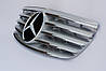 Решітка радіатора Mercedes W211 (02-06) стиль AMG (срібло/ хром смужки), фото 6