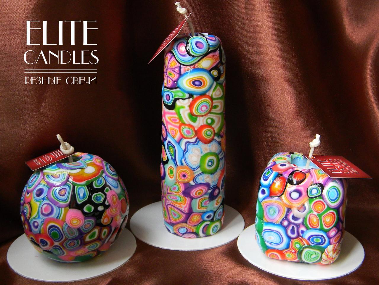 Набор декоративных свечей ELITE CANDLES мастерская резьба, стильный дизайн, неповторимый узор