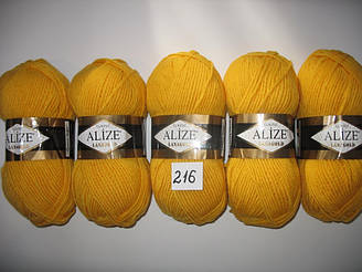 Пряжа для ручного в'язання Alize LANAGOLD (Алізе ланаголд) 216 жовтий