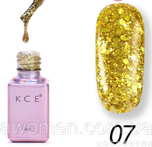 Гель-лак KCE з блискітками 6 мл No 7