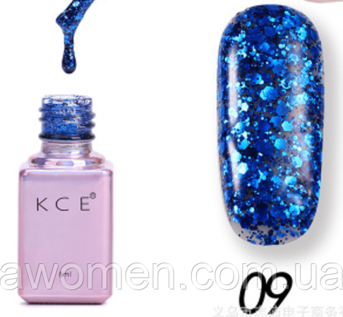 Гель-лак KCE з блискітками 6 мл No 9