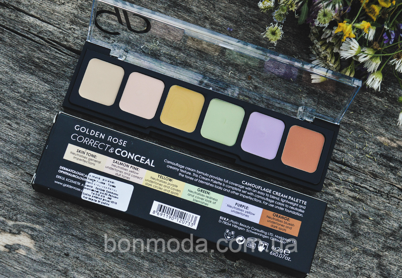 Палетка консиллеры для макияжа Golden Rose CORRECT&CONCEAL Camouflage Cream Palette - фото 4 - id-p544880162