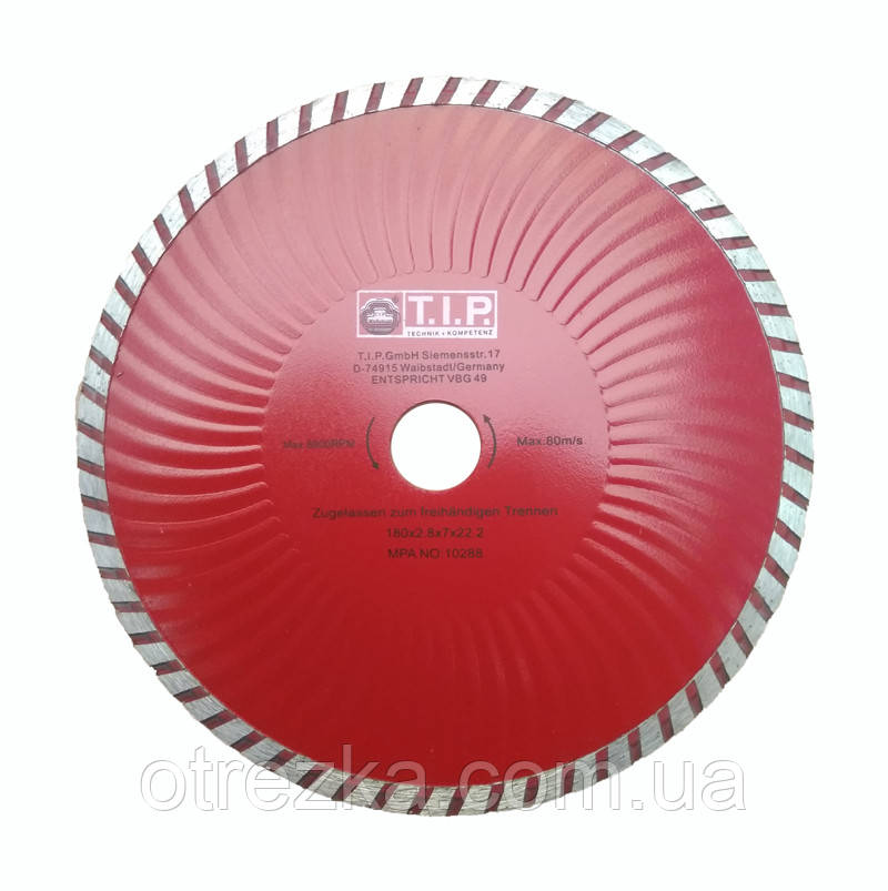 Алмазний диск T.I.P. 180х7х22 турбоволну