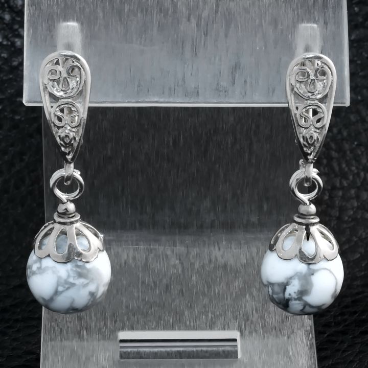 Кахолонг, Ø10 мм., срібло, сережки, 183СРК