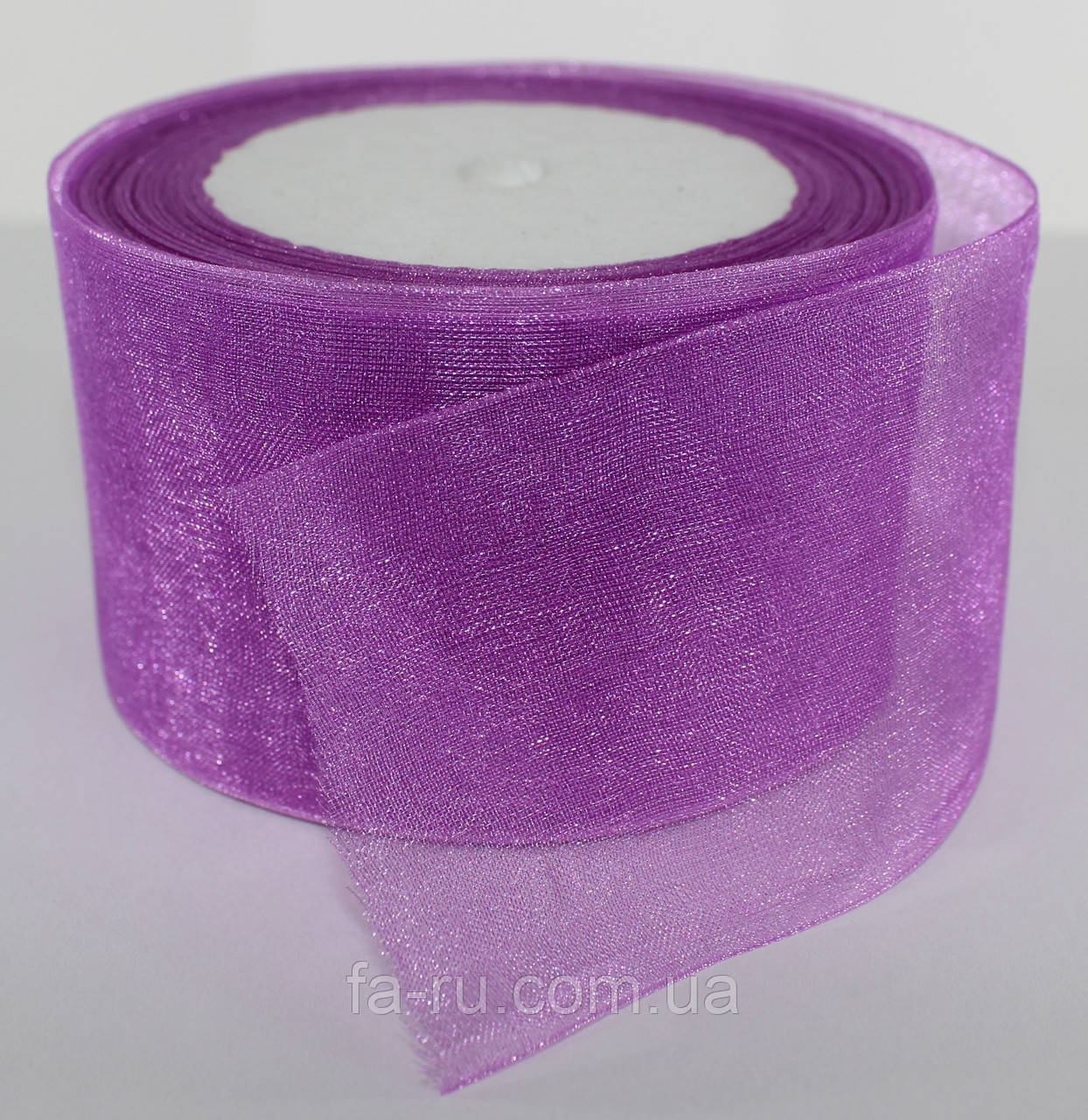 Органза стрічка. Колір бузковий. Ширина — 5 см, довжина — 25 м, фото 1