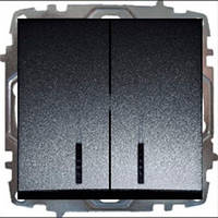 Вимикач 2-й з підсвічуванням модуль El-Bi ZENA димчатий 0522