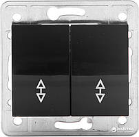 Вимикач 2-й прохідний без рамки чорний металік EL-Bi Zena 2357