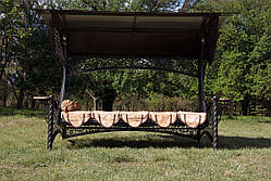 Гойдалки для саду "Емір" чорного/коричневого кольору (з м'якою частиною), матеріал основи сидіння - дуб, фото 2