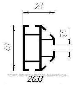 Алюмінієвий профіль — напівкруглий алюмінієвий профіль для торгового (T2633) 40 x 28