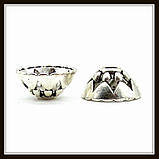 Обнімачі для намистин "срібло" (діам. 1,3 см, висота 0,6 см) 12 шт. в уп., фото 2