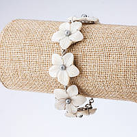 Браслет Лілія різний перламутр сіра намистинка L-20см купити біжутерію дешево оптом в інтернеті