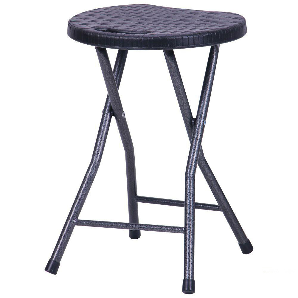 Складана табуретка чорна пластикова Сеат Rattan Black для вулиці, пікніка, туризму, риболовлі AMF, фото 1