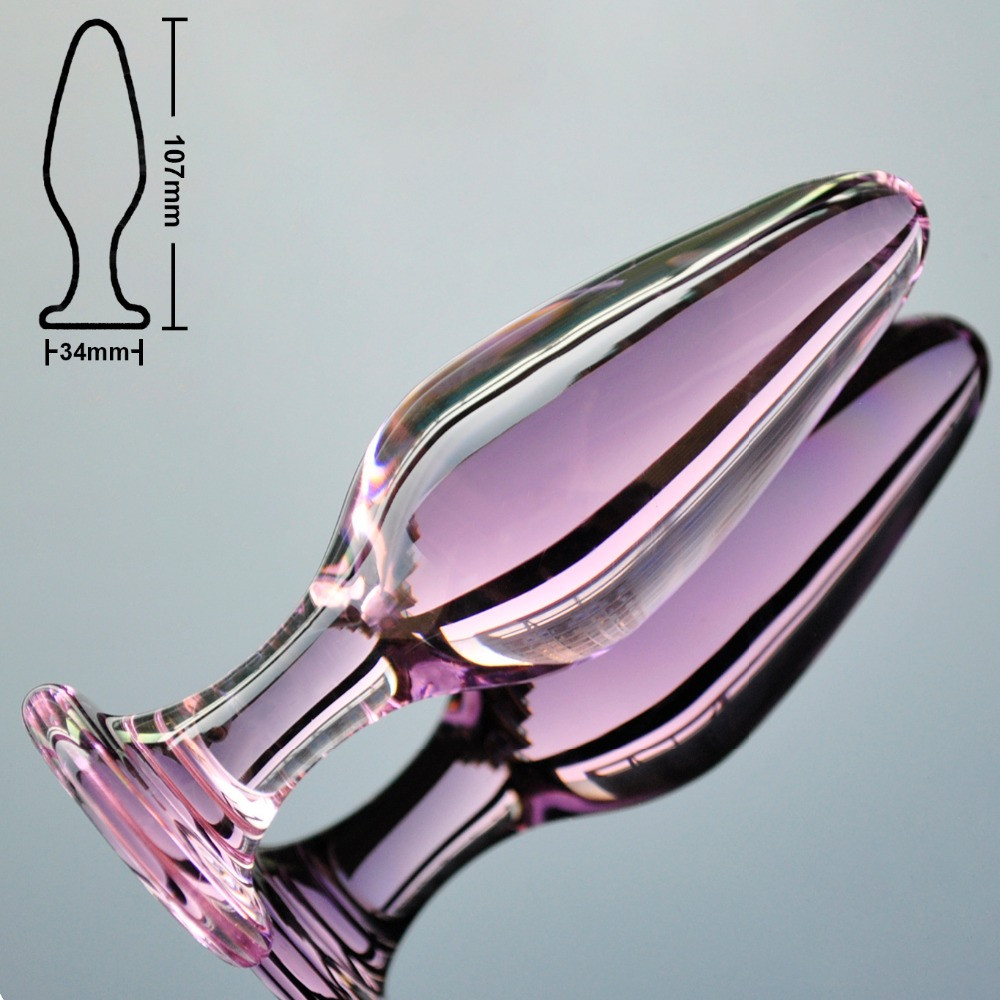 Анальна пробка 3,4 см середня LYNX Ice Rose рожева скляна на подарунок