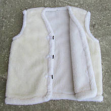 Жилетка з овчини двошарова 6XL, бежевого кольору ЖО10