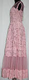 Жіноче довге плаття в підлогу Вечірнє, Весільне, для фотосесій ошатне мереживне, рожеве, Туреччина, фото 2
