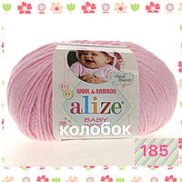 Пряжа для ручного вязания Alize Baby wool (Ализе Беби вул) 185 светло- розовый