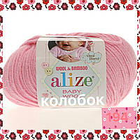 Пряжа для ручного вязания Alize Baby wool (Ализе Беби вул) 194 розовый