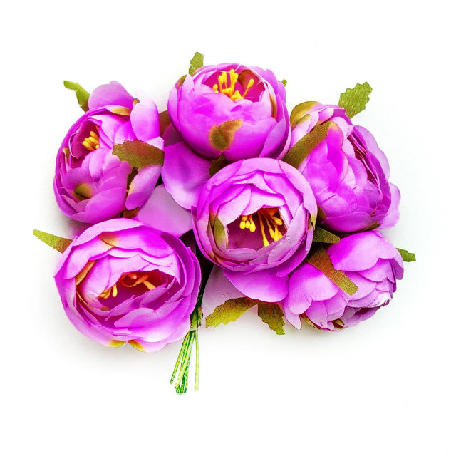 Півонії на дроті SM15-286-14 фіолетові (4 см, 6 шт), фото 1