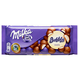 Шоколад молочний Milka Bubbly White (з білим шоколадом), 100 г