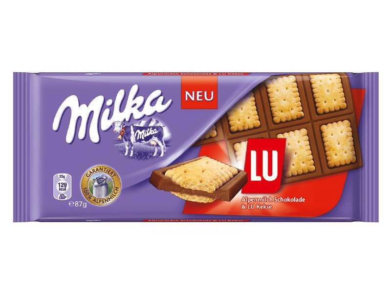 Молочний шоколад Milka з печивками Lu, 100 г.