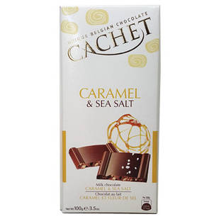 Бельгійський молочний шоколад Premium Cachet Caramel & Sea Salt (карамель і морська сіль), 100 гр