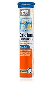 Шипучі вітаміни Omni Vit Calcium D3 зі смаком лимона, 88 г.