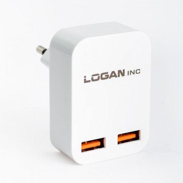 Мережевий зарядний пристрій Logan Dual USB Wall Charger, фото 1