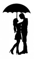 Виниловая интерьерная наклейка - Влюбленные под зонтиком