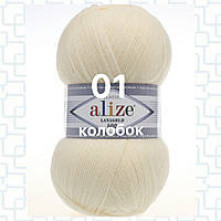 Пряжа для ручного вязания Alize LANAGOLD 800 (Ализе ланаголд 800) 1 кремовый