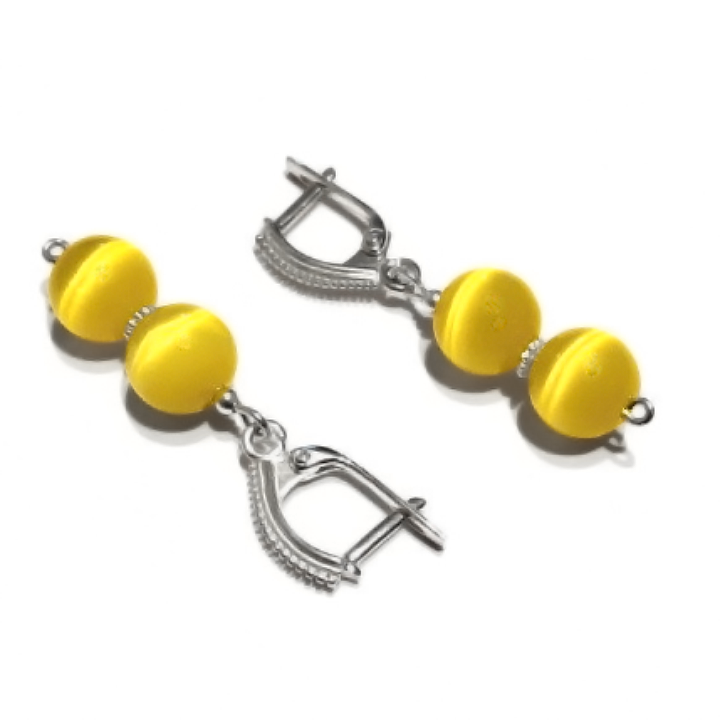 Котяче око, сережки срібло