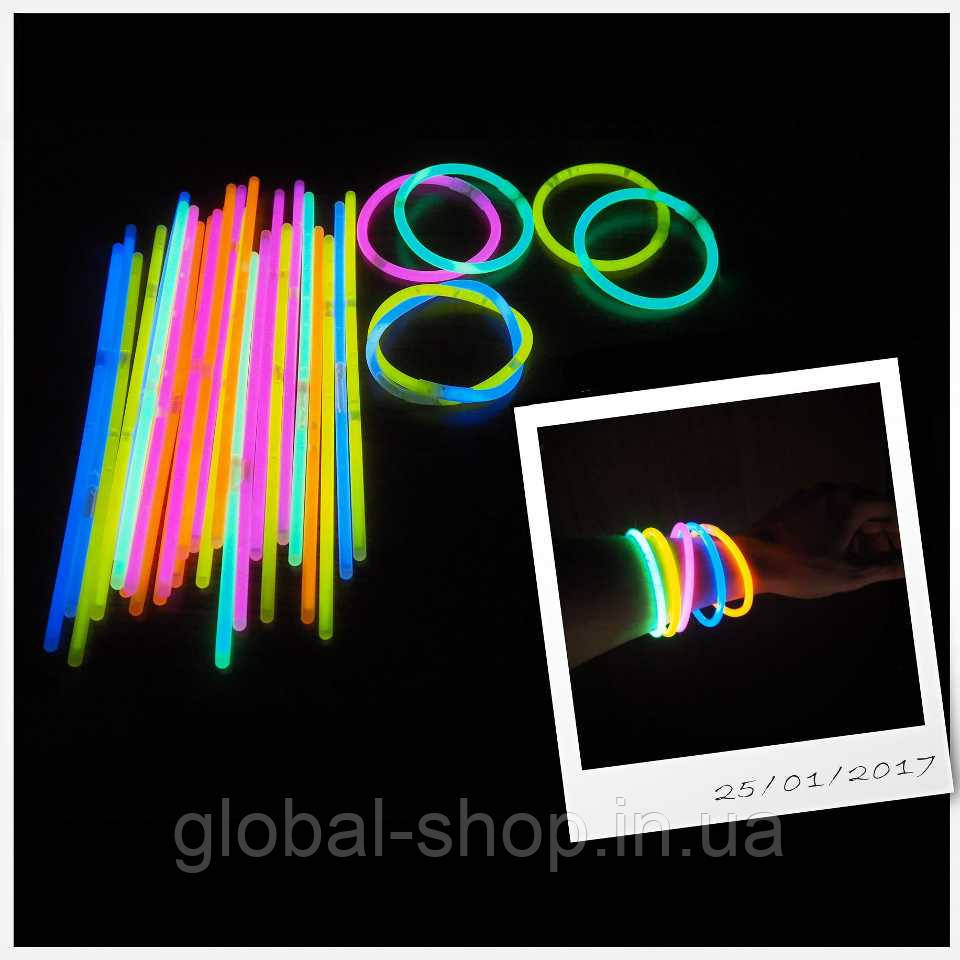 Неоновые светящиеся браслеты,light stick, glow stick, 100 шт. Неоновые светящиеся палочки - фото 5 - id-p546141338