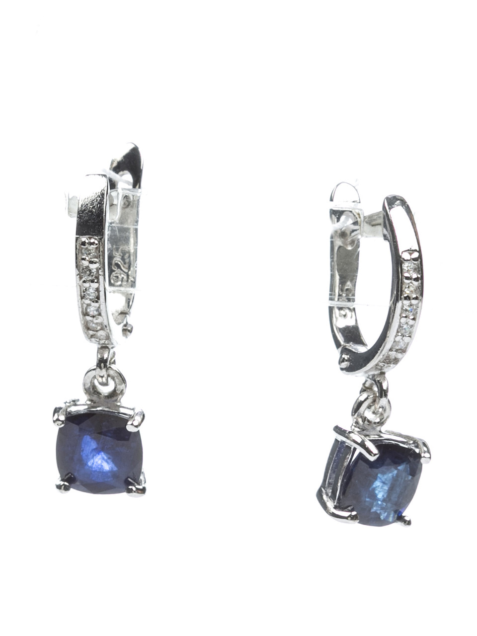 Сережки-підвіски срібні з сапфіром 1088-к-сф, фото 1