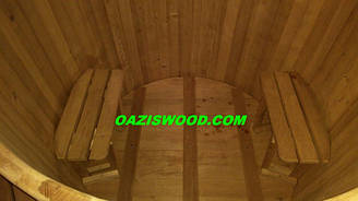 Купель круглая из термодерева - термососна +столик и две лавочки. Размер 150х120см.