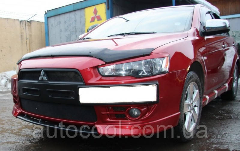 Накладка під номерний знак бічна Mitsubishi Lancer X 2007+ Evo-style, фото 1
