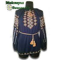 Вишиванка на синьому шифоні "Маргарита"