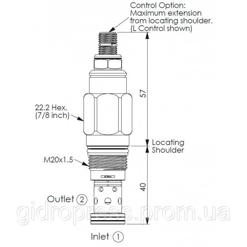 Клапан патрон RD10A25WL-WN LAN 45-315bar (M20x1.5) 95l/min DN06