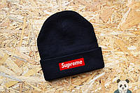 Модная мужская шапка суприм,Supreme Beanie черная