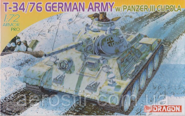 T-34/76 German Army w/Panzer III Cupola 1/72 DRAGON 7316