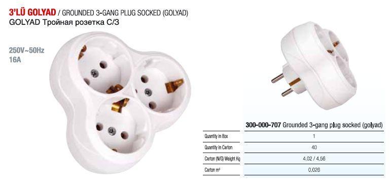 Трійник з заземленням Horoz Electric 300-000-707