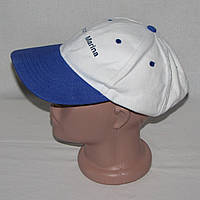 Бейсболка, кепка летняя белого цвета с синим козырьком, р. 53-55