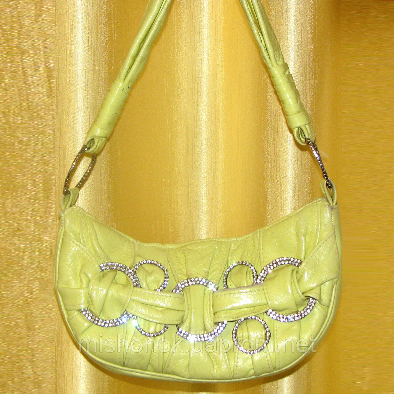 Салатова сумка жіноча, літня сумка, натуральна шкіра 27 х 15 см