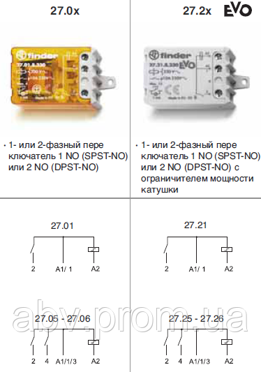 Крокові реле 10 А серія 27, фото 1