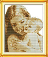 Мама с малышом R045/3 Набір для вишивання хрестиком з печаттю на тканині 14ст