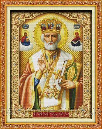 Святий Миколай з книгою R242 Набір для вишивання хрестиком з печаттю на тканині 14ст, фото 1