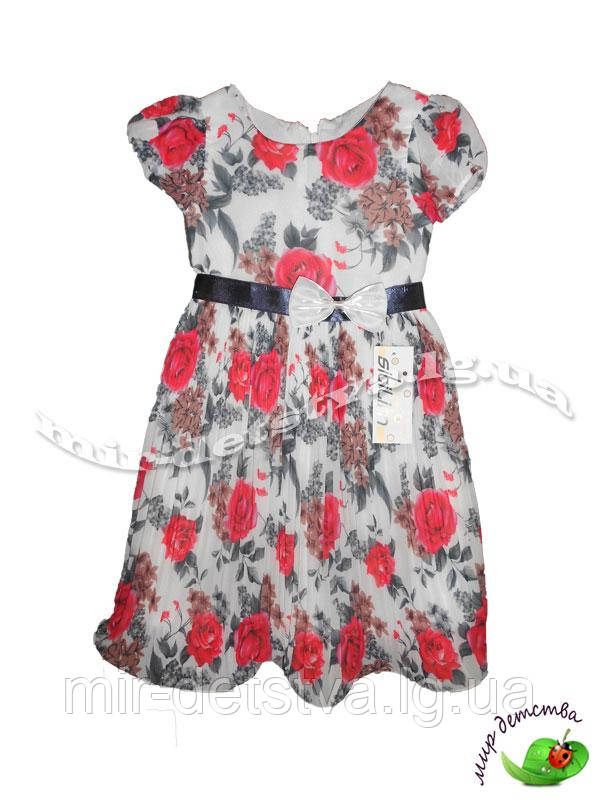 Літні плаття з гофрованою спідницею для дівчаток оптом, Туреччина р.5-6-7 років (3 шт. у ростіванні)